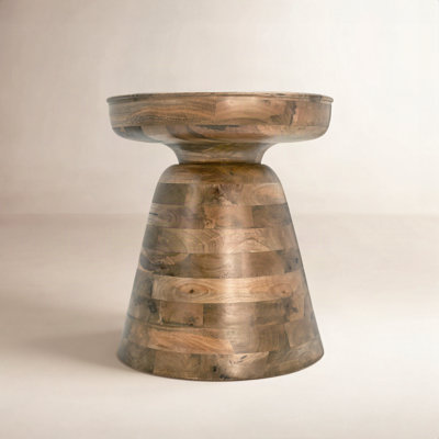 Vanola Round End Table in Solid Wood - Handcrafted Accent Side Table for Living Room, Office, or Bedroom, 19"	