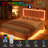 Upholstered Platform Bed with LED Lights, Charging Port, Floating Bed-500637188-510340983
