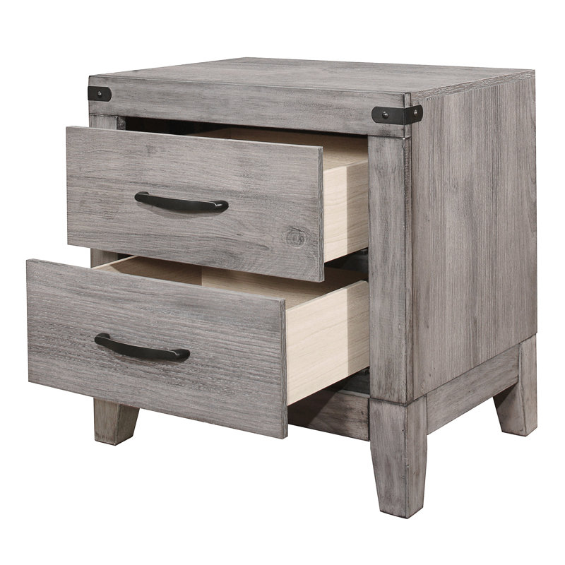 Table de chevet 2 tiroirs Hooksett, Gris clair