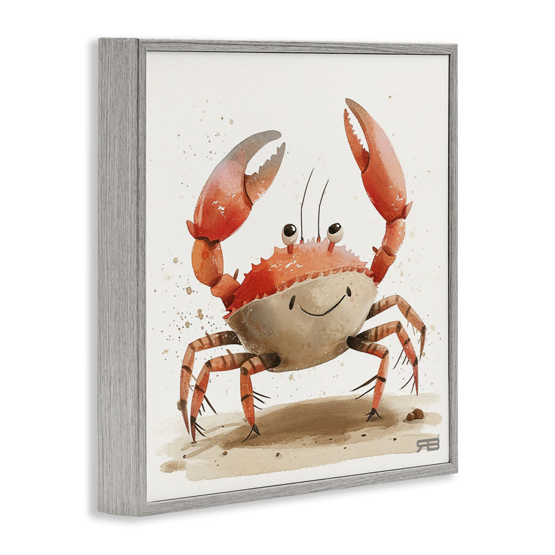 «Happy Beach Crab», estampe numérique encadrée par Roozbeh Bahramali, H 24 po x l 24 po, Estampe numérique Farmhouse