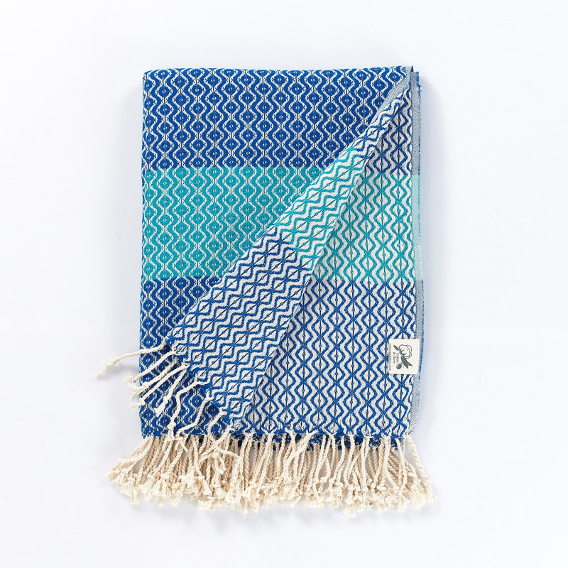 Hand Woven Throw Blanket, Blue