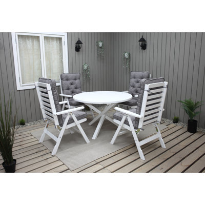 Cantara 4 - Person Wood Patio Dining Set with Round Table , Cushions Included