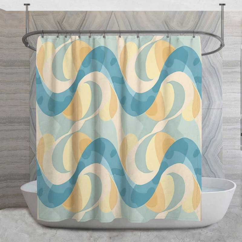 Rideau de douche géométrique à motif géométrique, H 73 po x l 70 po