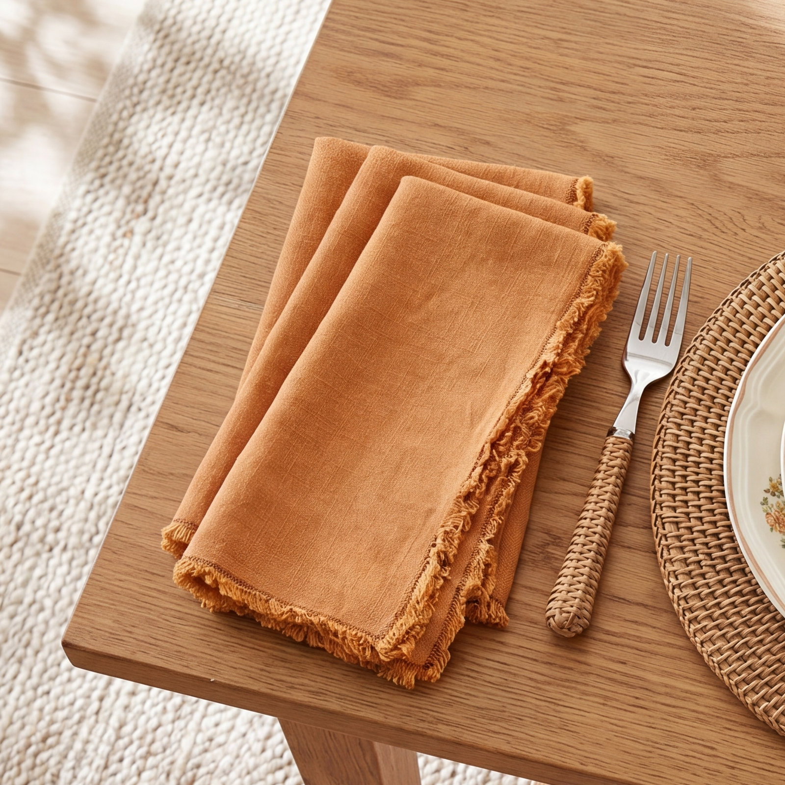 Zadia Reversible Linen Napkin, Terracotta