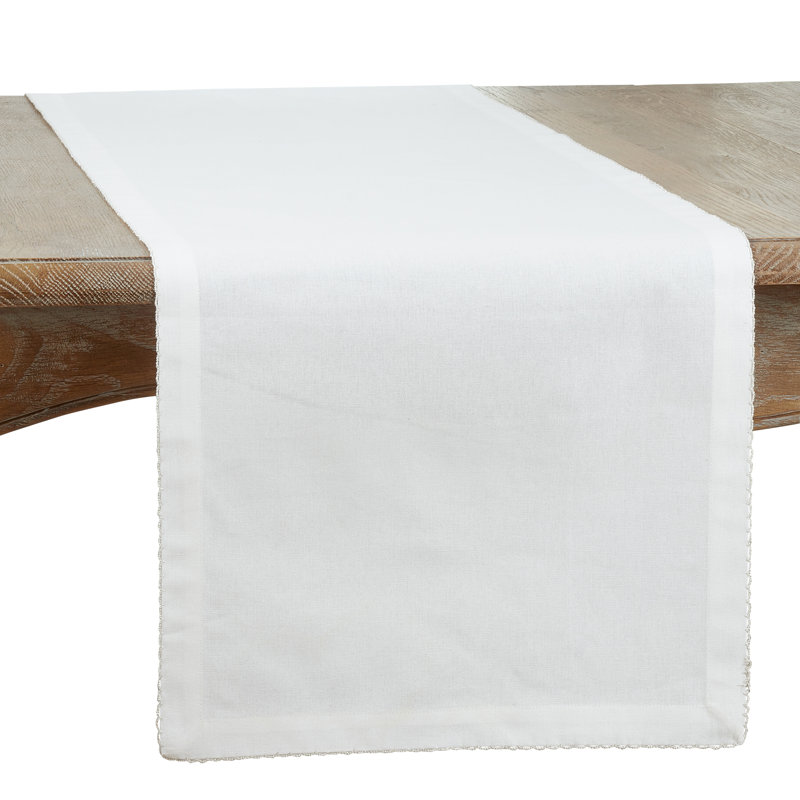 Silver Whip Stitched Cotton Table Runner 16" x 108"