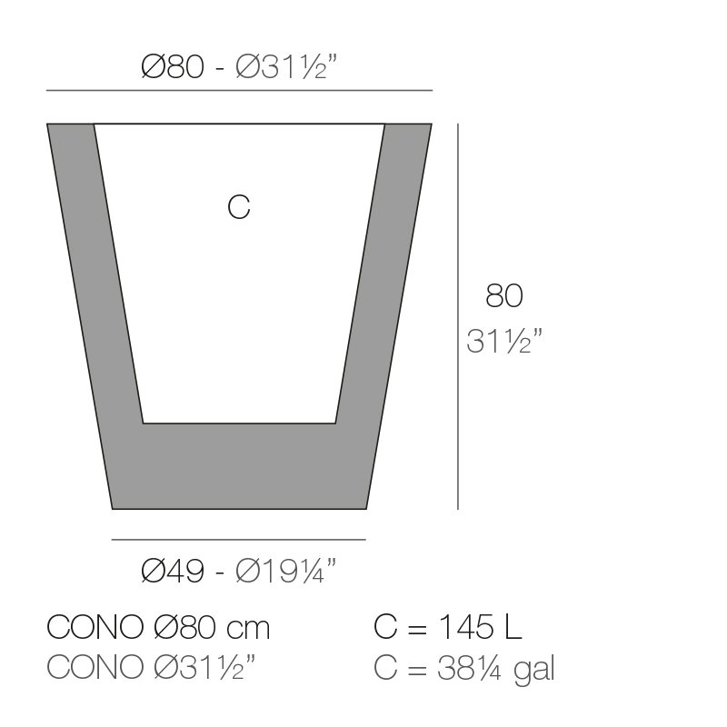 Cono Self-Watering Resin Pot Planter, 31.5" H x 31.5" W x 31.5" D