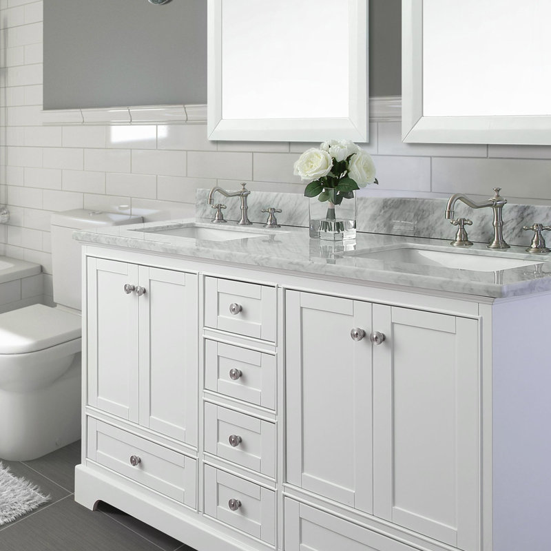 Audrey 72'' W Double Vanity, White| Brushed Nickel