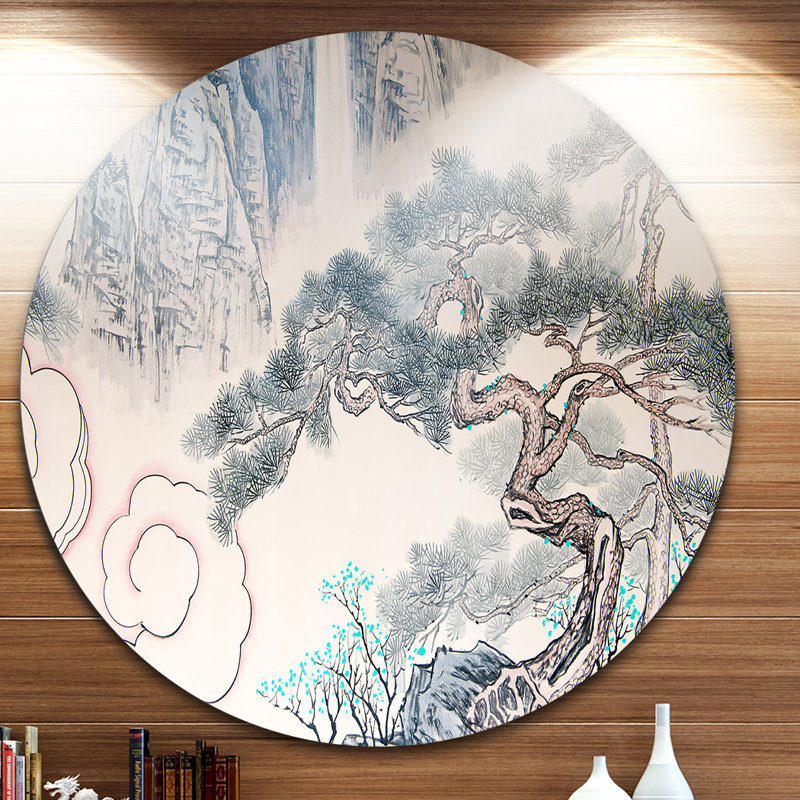 « chinoise blue tree art », reproduction d’art sur métal, H 23 po x l 23 po x P 1 po