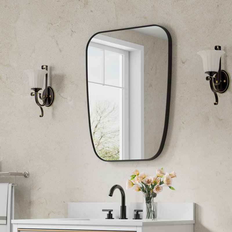 Miroir de salle de bain mural 24 po x l 32 po, Noir mat
