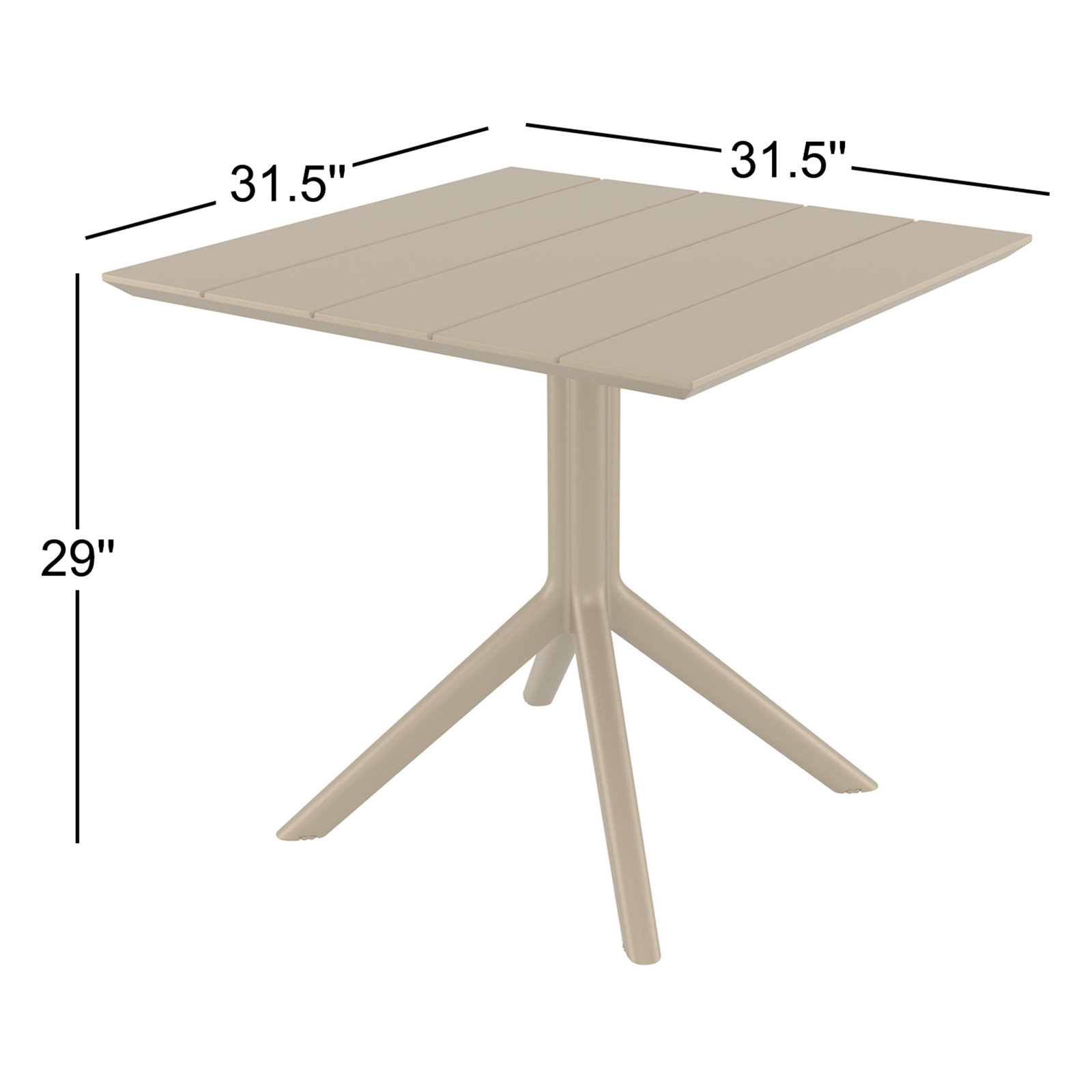 Kittson Patio Dining Table, 29" H x 31.5" W x 31.5" D, Taupe