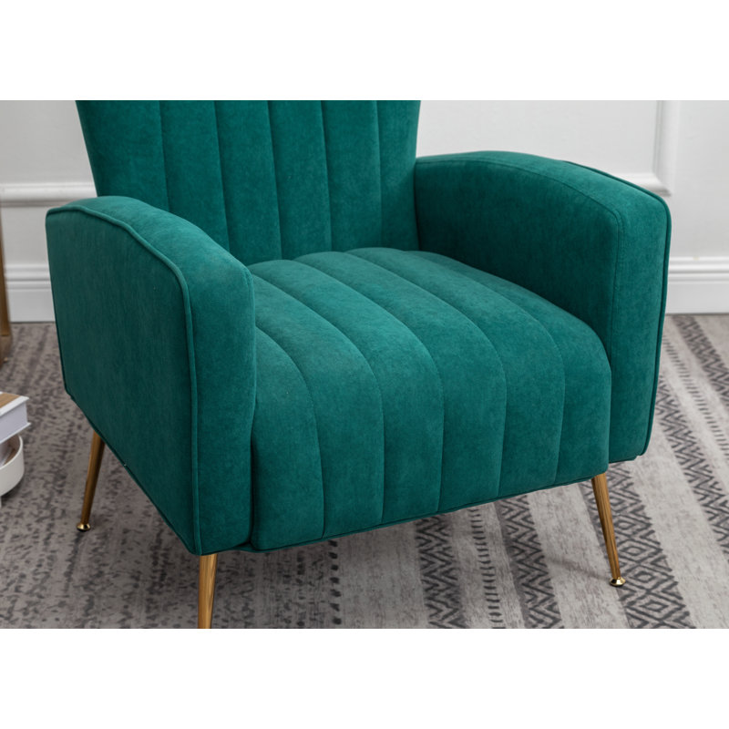 Milana 27" Wide Velvet Wingback Chair, Dark Green Velvet