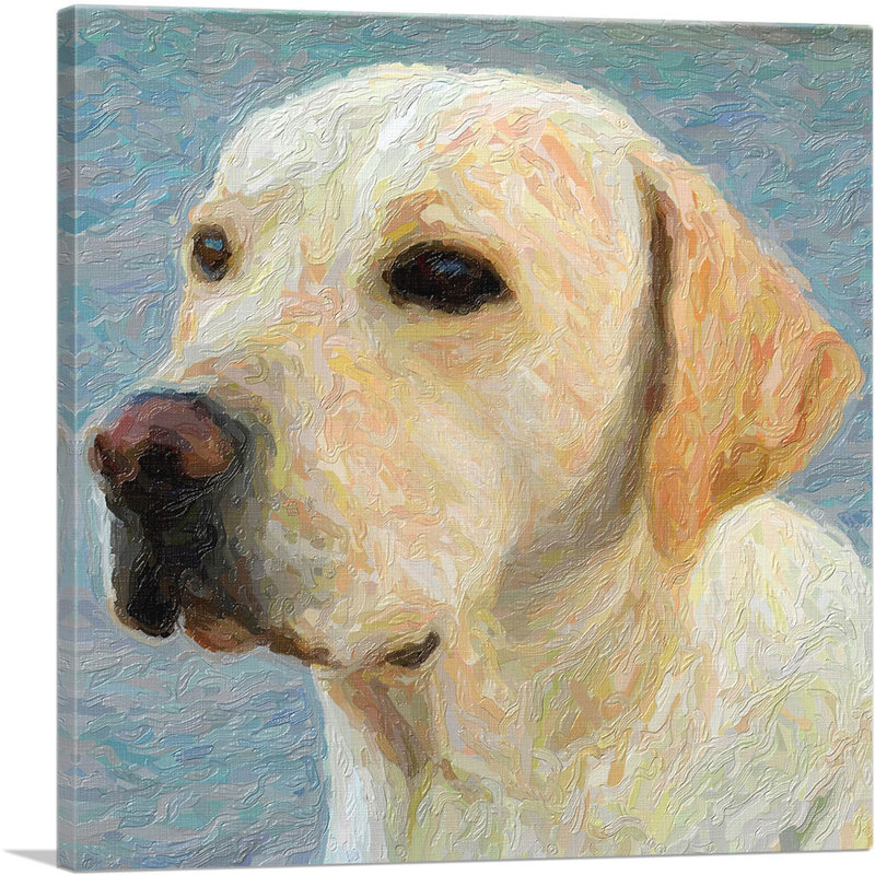 Labrador Retriever Dog Breed Yellow Lab - reproduction d'art sur toile tendue, H 18 po x l 18 po x 1,5 po