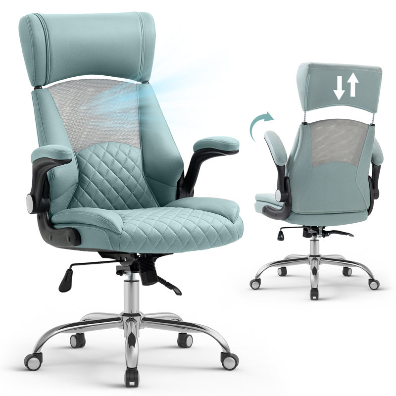 Maliky Office Chair with Headrest, Turquoise