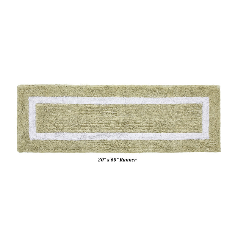 Tapis pour salle de bain réversible 100% coton Widman, Tapis de couloir 20 po x 60 po, Sauge/blanc
