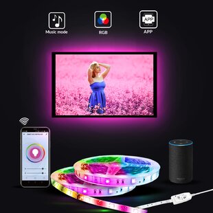 TV LED Backlight 75 Inch TV, USB LED Strip Lights for TV WiFi Smart Music  Sync Compatible with Alexa, RGBW 6500K White Color Changing Monitor Bias