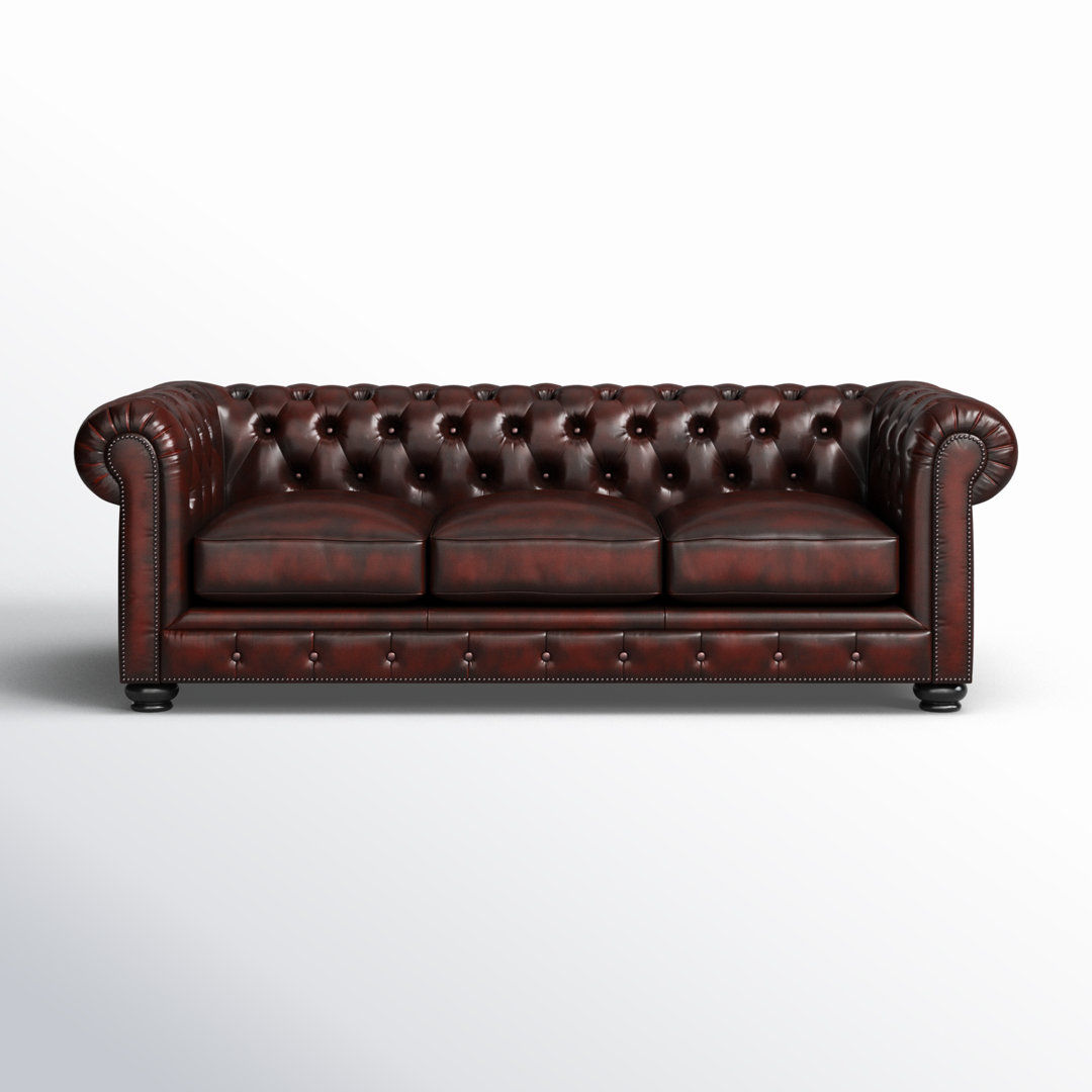 Freddie 95'' W Leather Sofa Birch Lane™ Leather Type: Mainland Dune Revolution®