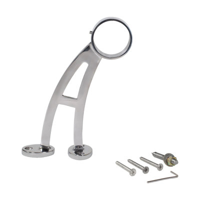 2" Dia. X 6-11/16" H Polished Stainless Steel Bar Footrail Mount Bracket Bracket For 2-Inch Bar Rail