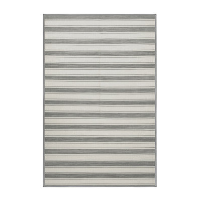 Washable Cloud White Gray Striped Area Rug