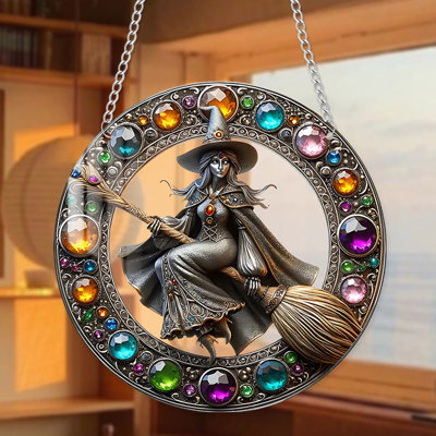Flying Witch Acrylic Disc Pendant