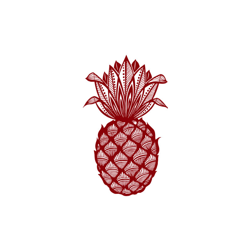 Décalcomanie murale fruits de pin ananas Barringer, Mauve rouge