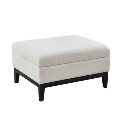 34" Boucle Ottoman Coffee Table, Reversible Seat, Storage