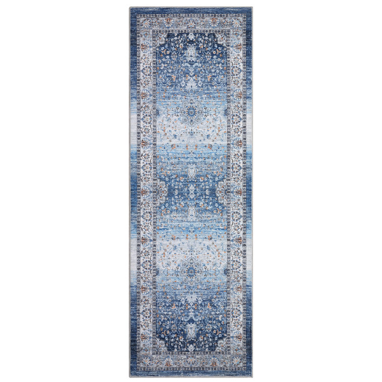 Retro Bohemia Aesthetics Distressed Rug Machine Washable Indoor Low Pile Non Slip Area Rug for Living Room Bedroom Stain Resistant Non-Shedding Durable Carpet Soft Floor Mat Room Decor