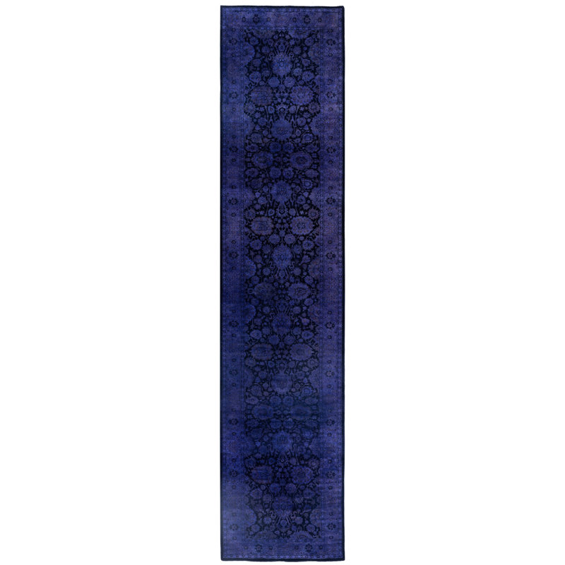 Overdyed One-of-a-Kind 2' 7" x 12' 1" Hand Knotted Area Rug