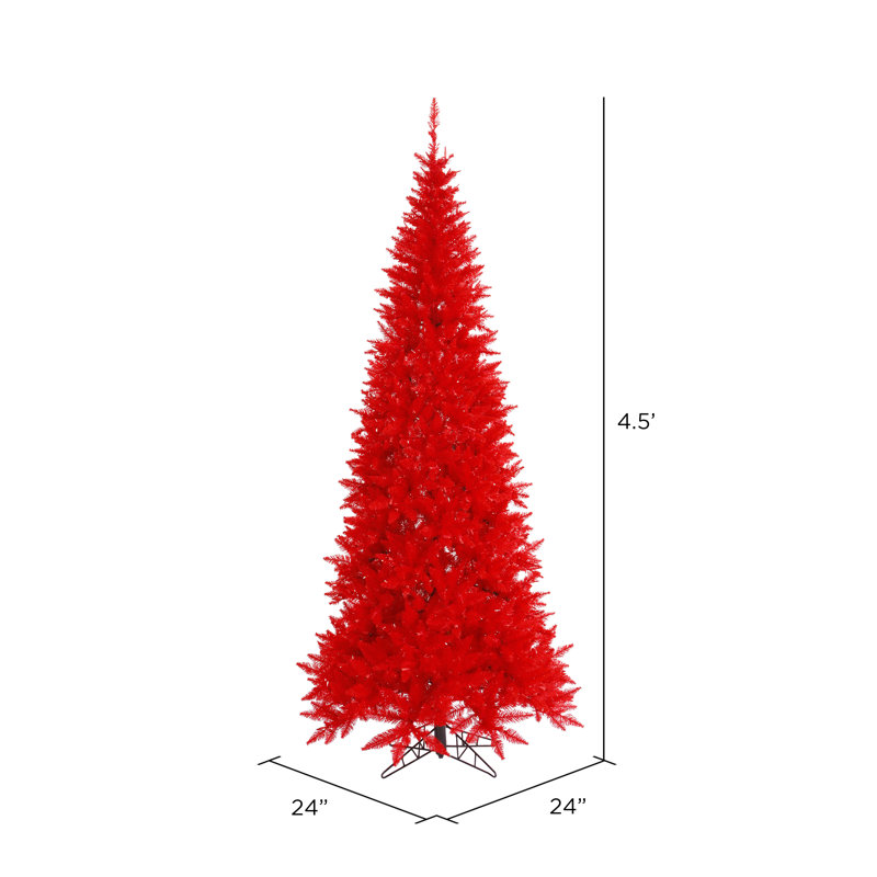 Sapin de Noël artificiel rouge, H 4,5 pi x P 2 pi
