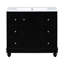 Meuble-lavabo noir, 36 x 18 x 34 po, 4 tiroirs 1 porte, lavabo en résine, tablettes réglables, bois massif et design contemporain