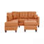 Canapé modulaire réversible moderne 3 pièces avec méridienne et pouf capitonné en tissu de lin-914842722