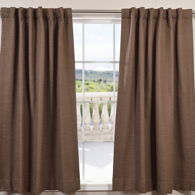 Rideaux obscurcissants en lin synthétique pour chambre et salon Bellino (1 panneau), Café turc, L 50 po x L 108 po