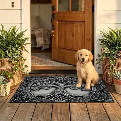  Tapis d'entrée antidérapant pour l'extérieur, 24 po x 36 po, arbre gravé en métal
