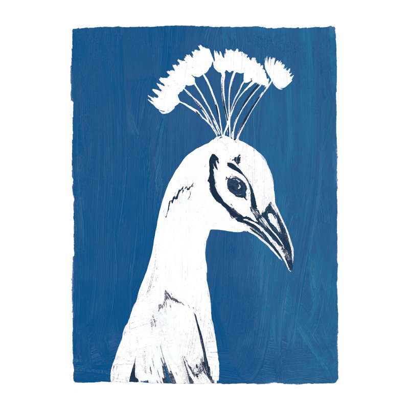 Peacock Portrait - Painting Print, 91cm H x 61cm W, Wrapped Canvas