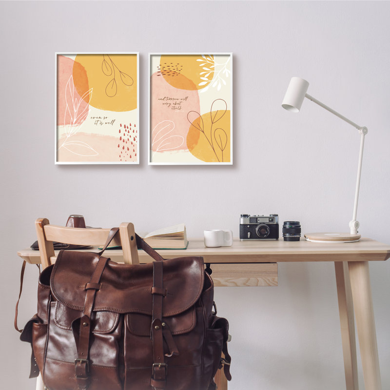 «Even So and Tom Demain», ensemble de 2 impressions sur feuilles abstraites «Toli», Giclée encadrée blanc bord de mer
