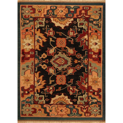Discovery Flatweave Wool Area Rug in Red/Black/Orange/Green