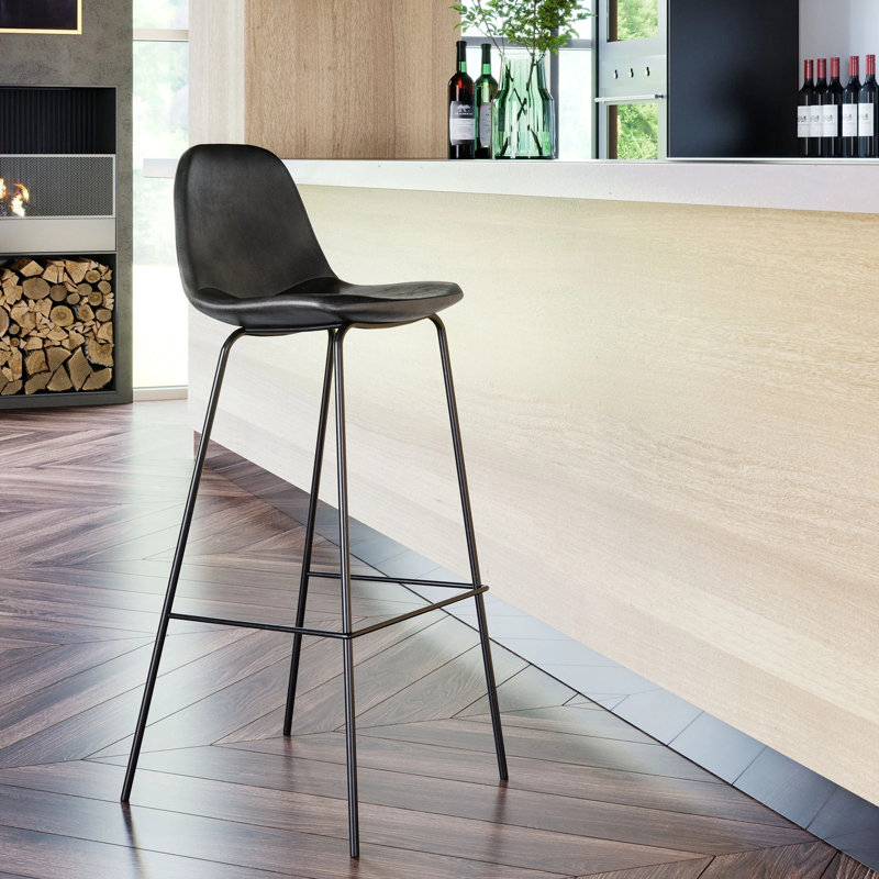 Tabourets de bar Ellis Kody en cuir 30 po (ensemble de 2), Noir