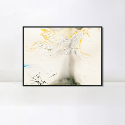 Impression giclée sur toile encadrée, série n° 093, par Salvador Dali : décoration murale pour salon, maison ou bureau (cadre noir fin, 61 cm x 81 cm).