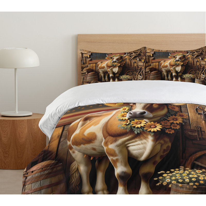 Rustic Duvet Cover, California King Duvet Cover + 2 Standard Shams