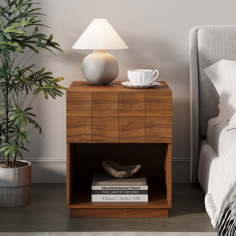 50.8cm W Particle Board Bedside Table, Brown