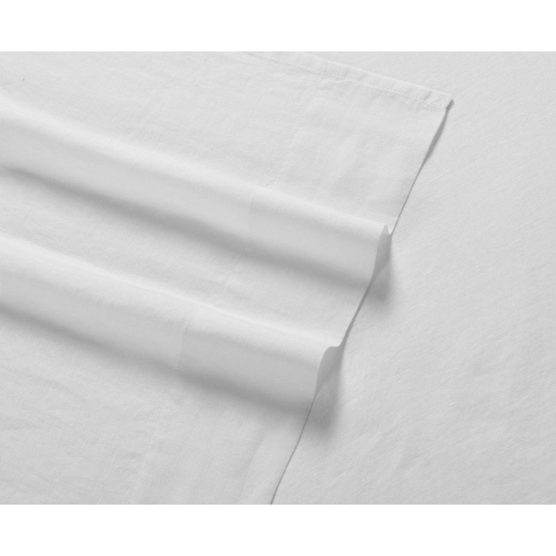 Nena 100% Linen Standard Sheet Set, Queen Sheet Set + Fitted Sheet + 2 Pillowcases, White