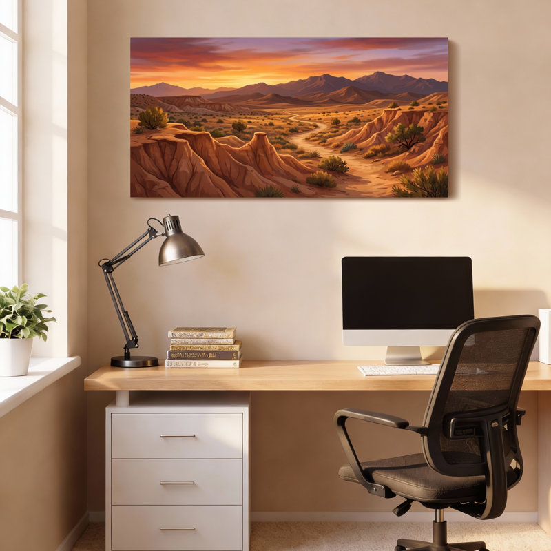 «Desert Landscape Sunset», ensemble de 1 reproduction d'art sur toile tendue, 4824