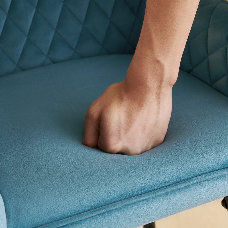 Saarrah 68cm Upholstered Bar Stool with Arms, Velvet Teal