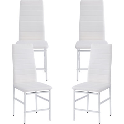 Ensemble de 4 chaises de salle à manger en cuir avec dossier haut moderne et rembourré et pieds en métal pour la cuisine, la salle à manger et le salon