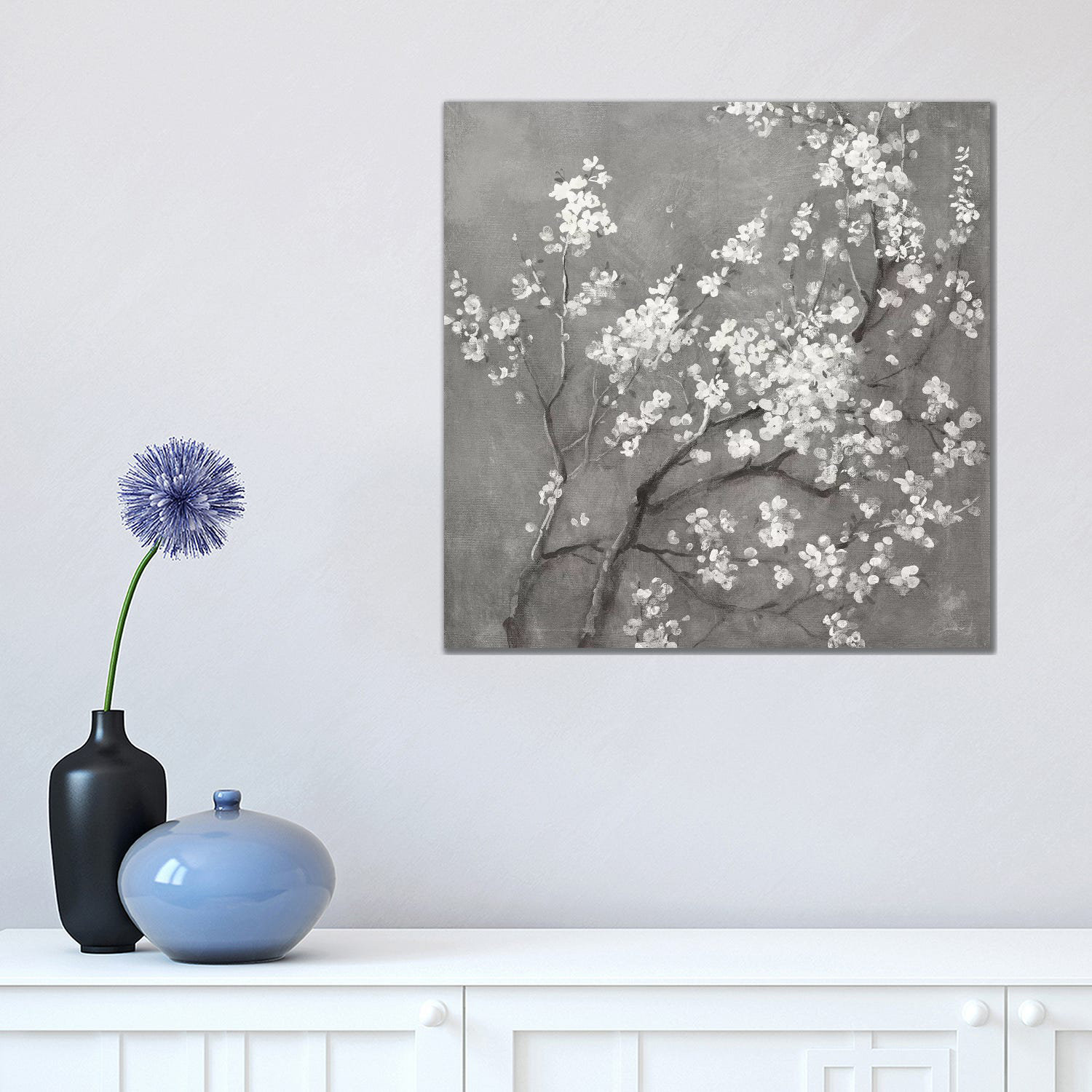 Ophelia & Co. White Cherry Blossoms I on Grey Crop by Danhui Nai ...