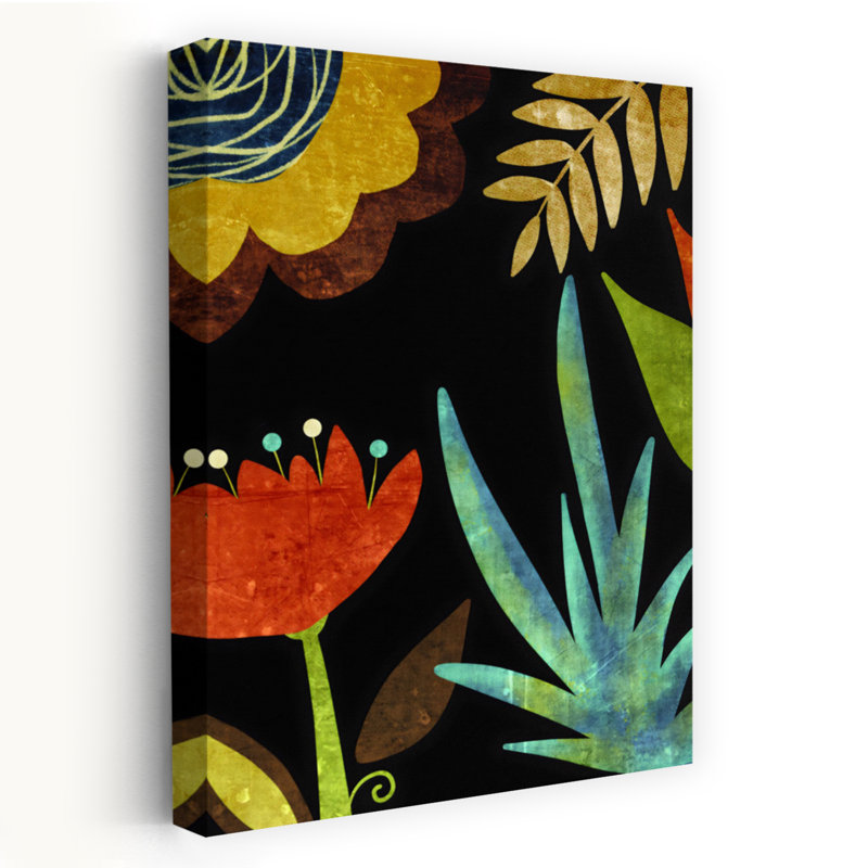 Art floral noir contemporain abstrait noir audacieux 3, 24" H x 16" W