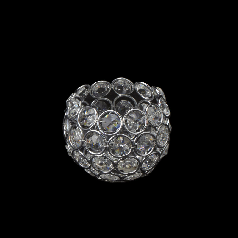 Crystal Tabletop Votive Holder, Silver, 2.75" H x 3.5" W x 3.5" D