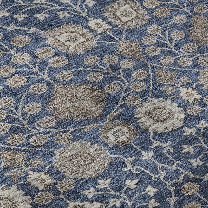 Premium Machine Washable Gurubaksh AMF1155 Floral Rug, Rectangle 1'8" x 2'6"