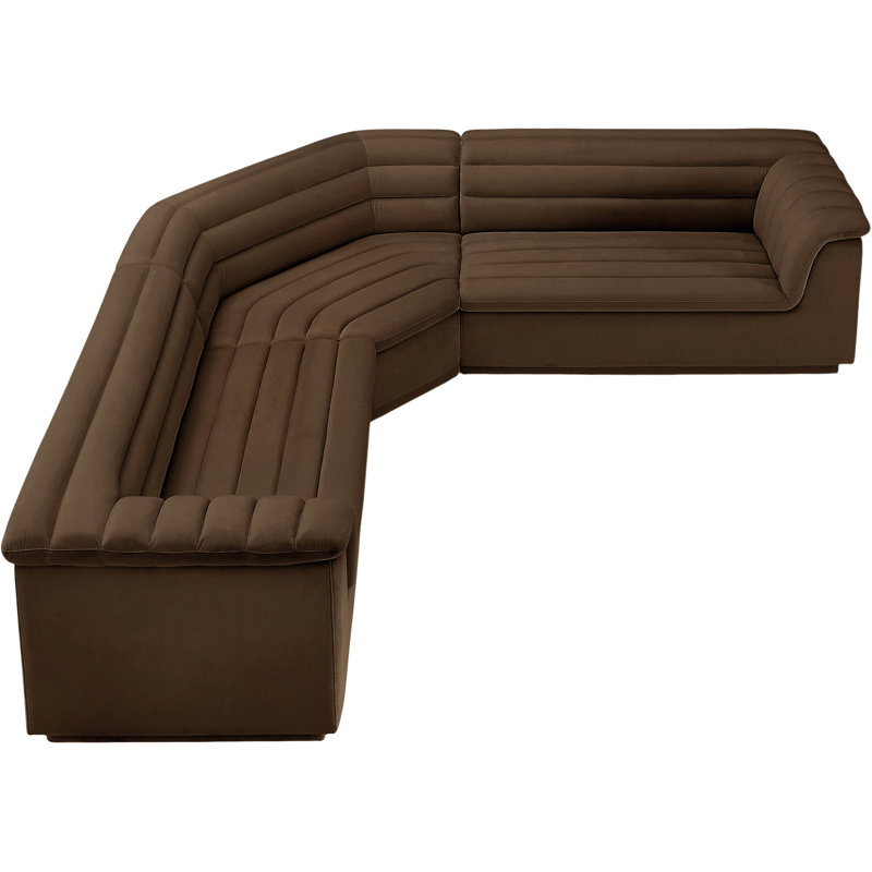 Canapé modulaire rembourré 148 po Iyaunna, Velours brun