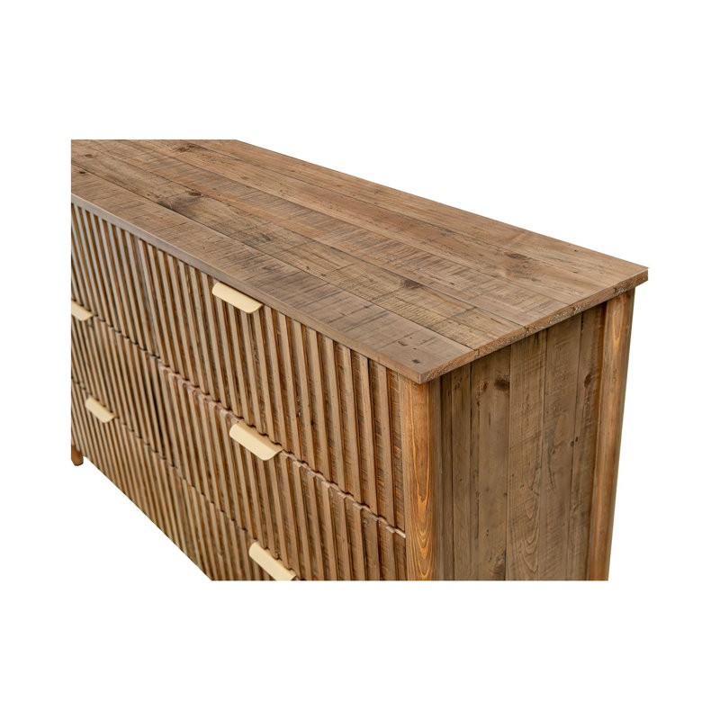 Tammie 6-Drawer Reclaimed Pine Dresser, Brown