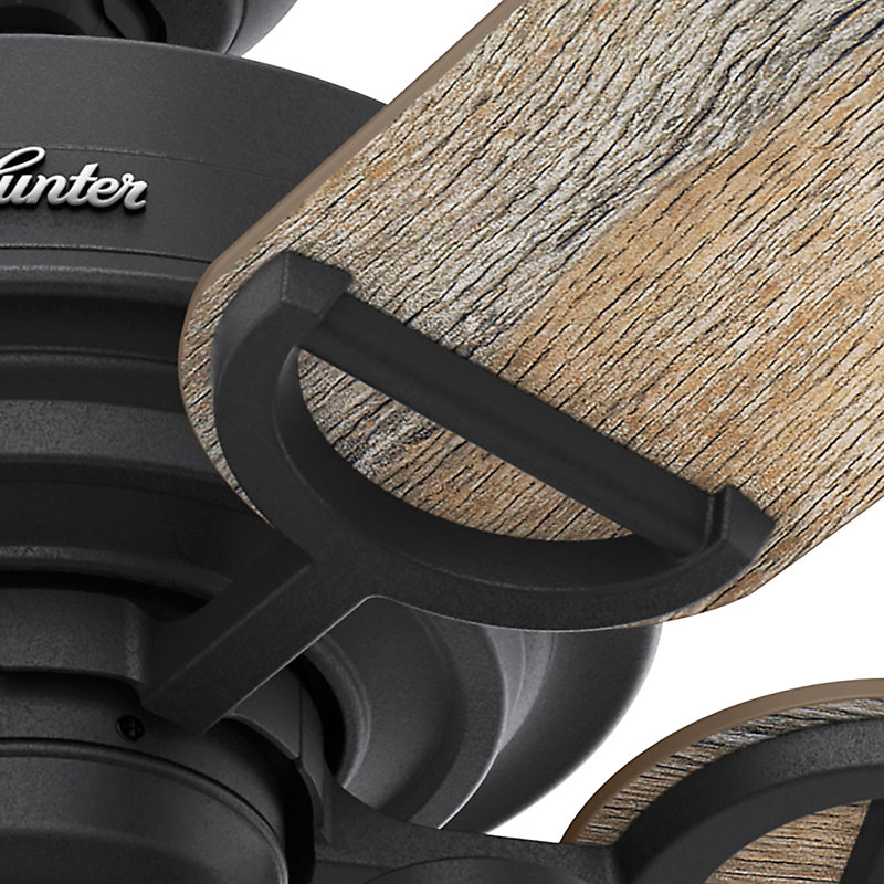 52" Starklake 5 - Blade Outdoor Standard Ceiling Fan with Pull Chain and Light Kit Included, Natural Iron